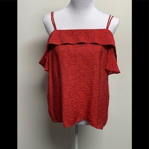 Anthropologie Maeve | Mandalay |Size L | Red Lace Up Back Shoulder Open Top